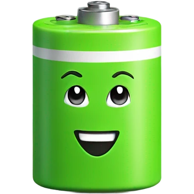 Green battery with smile emoji