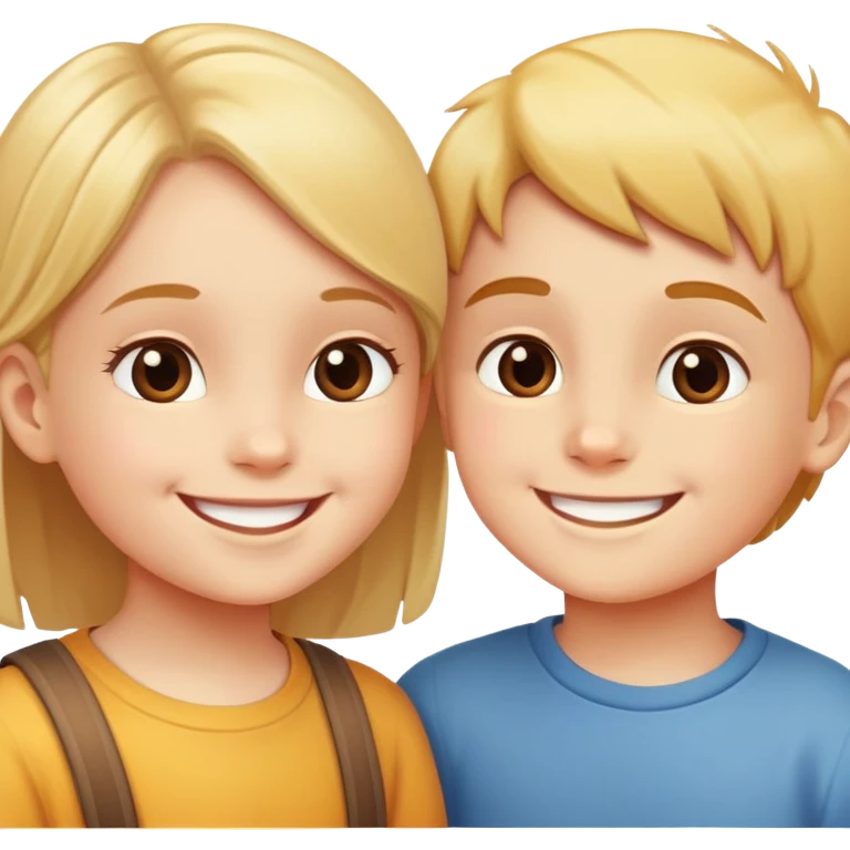 two children smiling at each other, happy and kind emoji