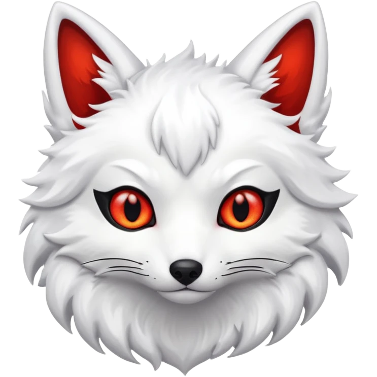 white kitsune with red eye emoji