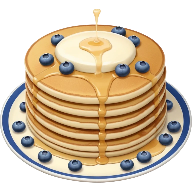 A pancake with blueberries and a glass of milk on the side emoji