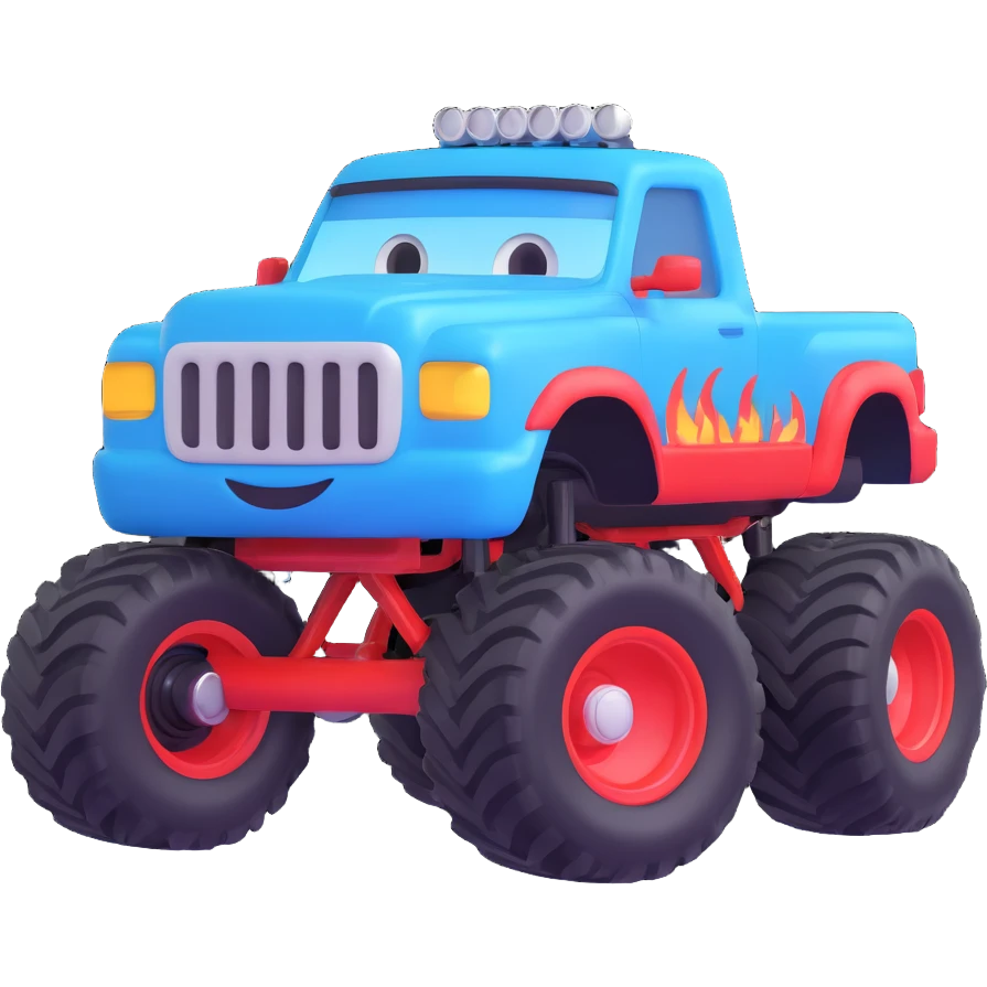 Blaze from Blaze and the Monster Machines in a 3D emoji style, shiny and playful emoji