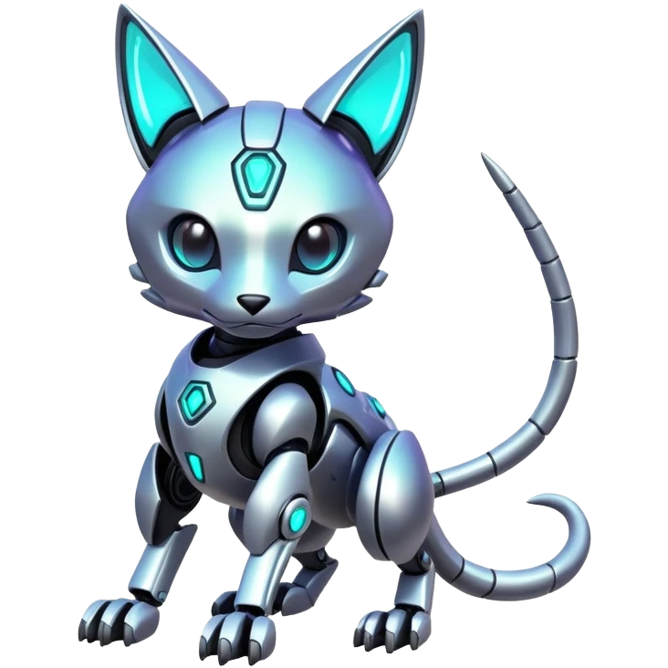  exotic tropical iridescent cyber-Protogen-Fakémon-Pokémon-Vernid-robot-feline-creature emoji
