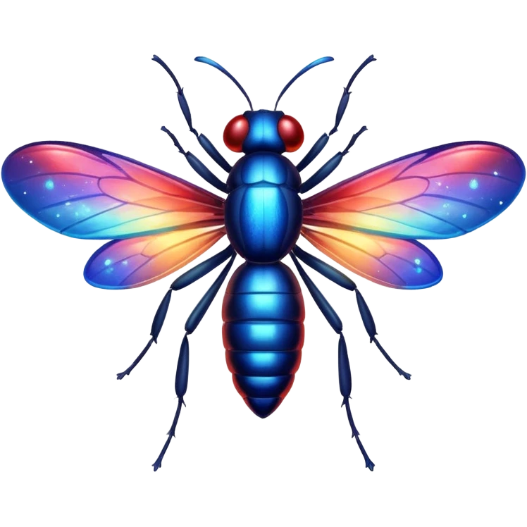 glitter red and blue firefly emoji