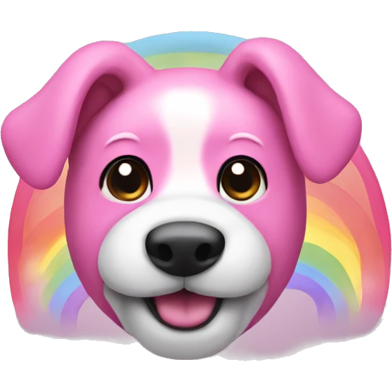 Pink dog with rainbows emoji