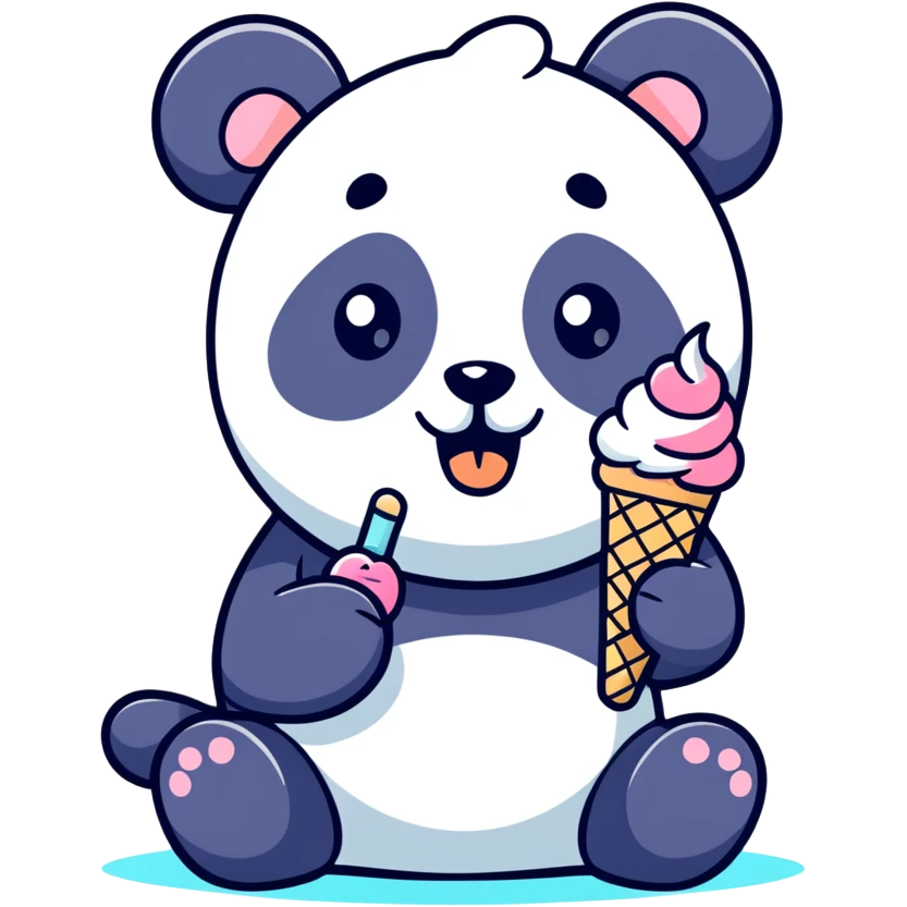 Panda eating ice cream emoji