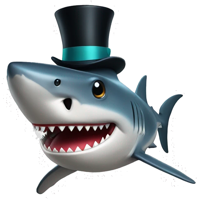 Shark with a top hat emoji