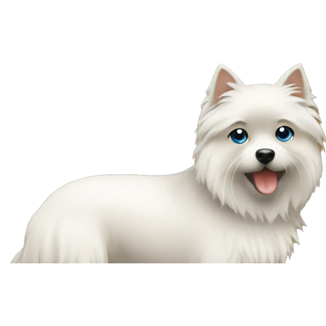 Blonde girl blue eyes holding spitz  emoji