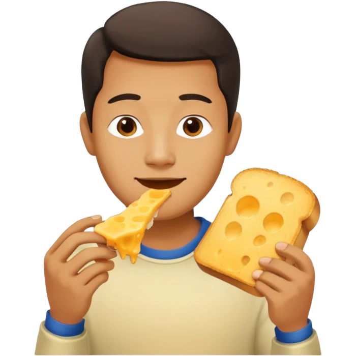 Thai man eating cheese toastie emoji