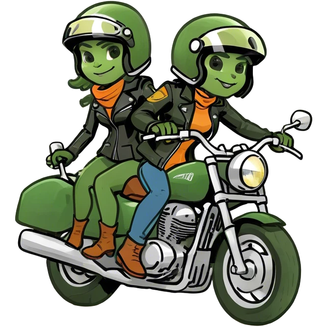Couple riding super motorbike emoji