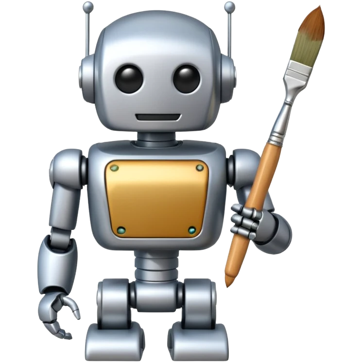 robot holding a paintbrush emoji