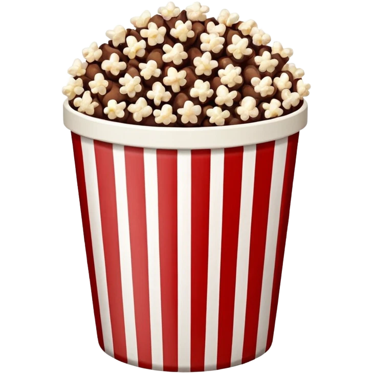 Chocolate popcorn in a paper jar with red and white vertical lineso emoji