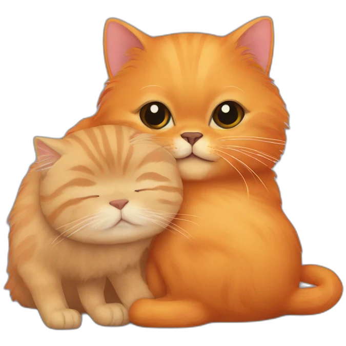 Orange persian cat hugs a capibara emoji