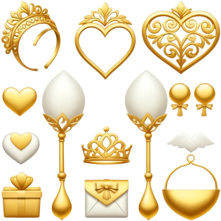 Wedding pack color golden and white emoji