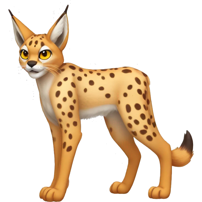 spotted Lynx-Caracal-Fakemon-hybrid with orange points full body emoji
