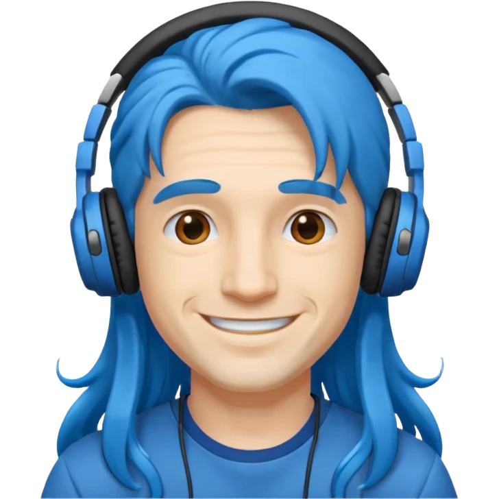 blue long haired man with headphone emoji