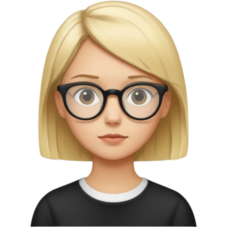 Blonde hair girl with glasses thinking about a blonde hair boy with a buzz cut emoji
