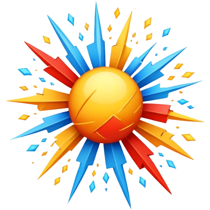 stylized explosion with dynamic lines and bright colors, representing raiding action, modern emoji style emoji