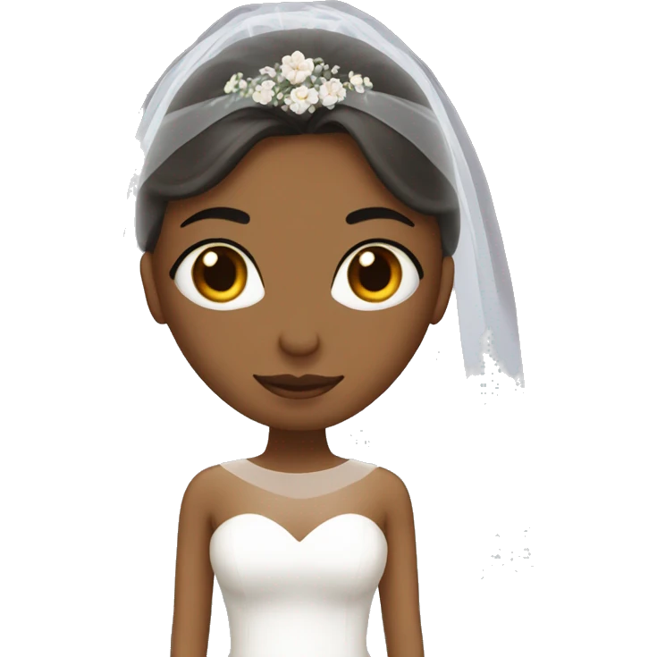 Bride with a narrow face, straight, medium-length hair, with a veil on her head and heart emojis in her eyes emoji