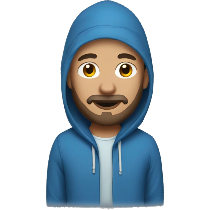bald man in Blue hoodie 3 days beard emoji