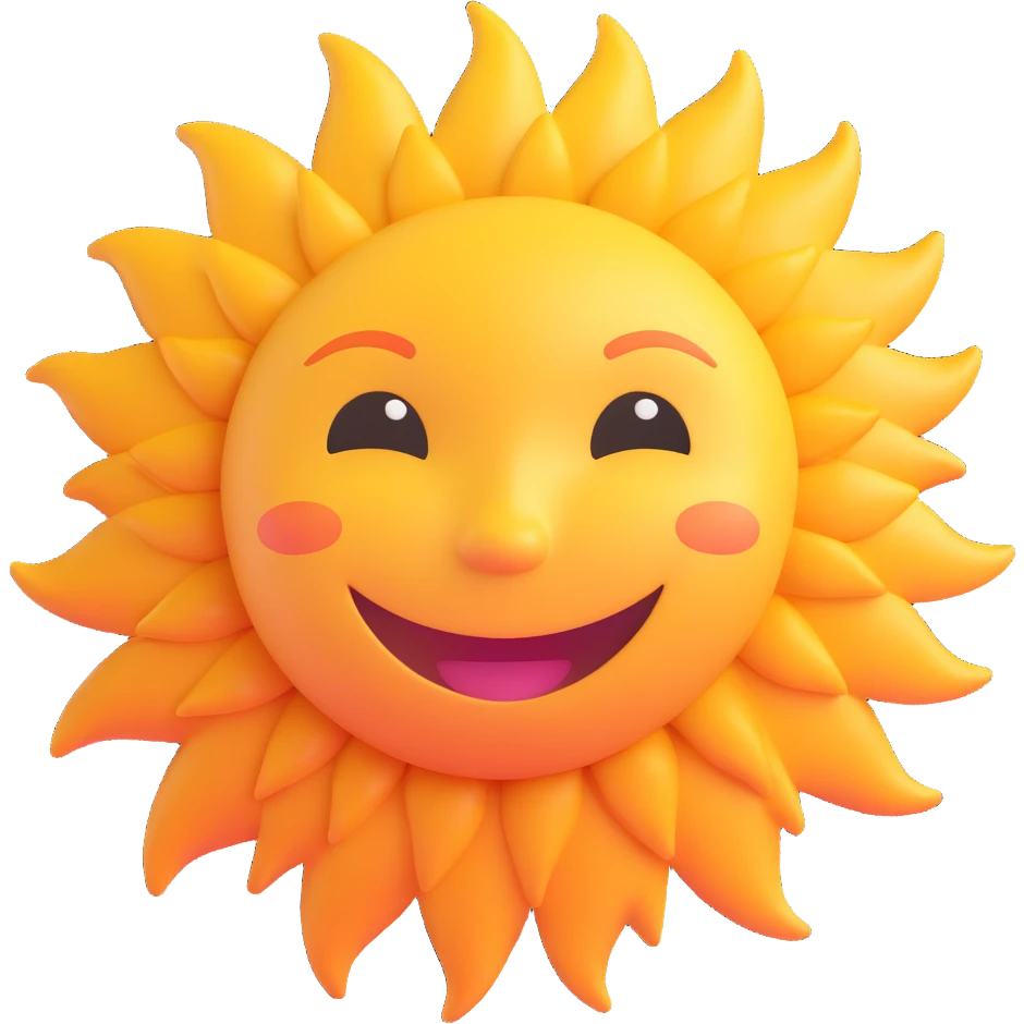 cheerful cute pastel sun with a smiling face emoji