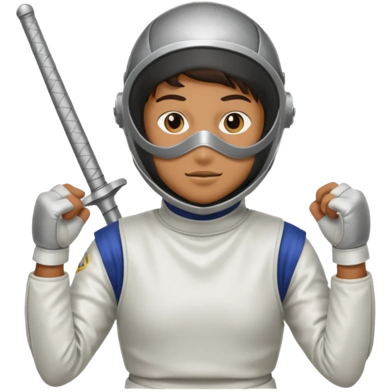 A person wearing fencing equipment with their entire body emoji