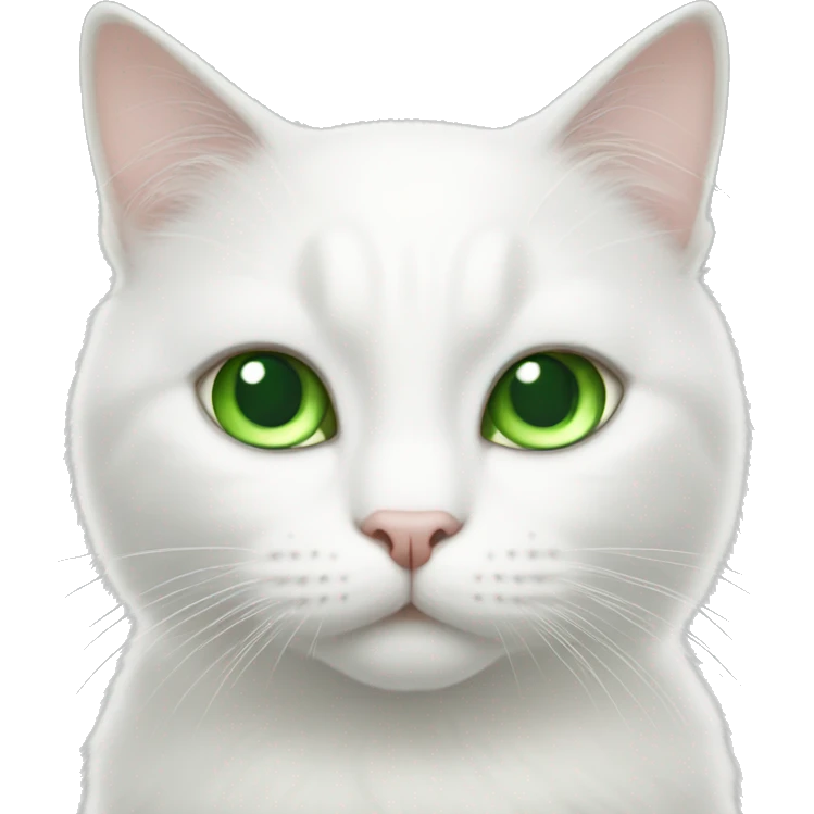 White cat green eyes emoji