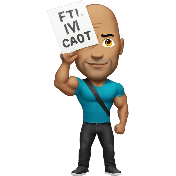 the rock holding a sign on the head emoji
