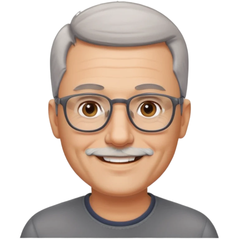 54 year old man, short shaved grey hair, full short shaved beard stuble, glasses emoji