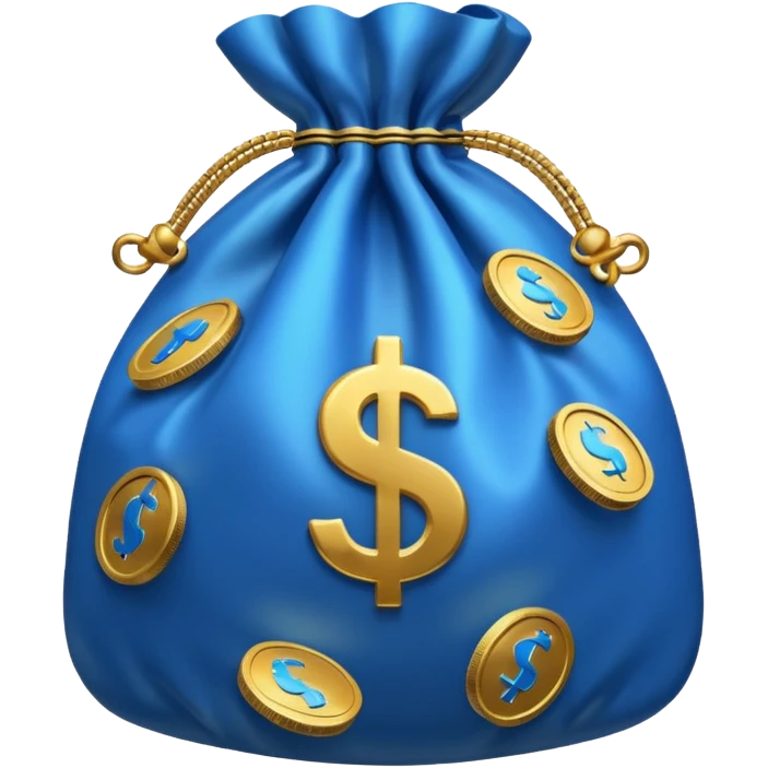 blue coins inside a money bag  emoji