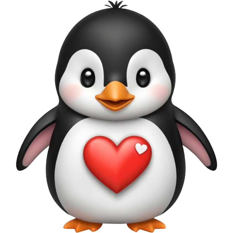 cute penguin with heart, smiling and saying 'Hello' emoji