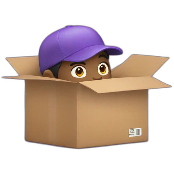 delivery man in purple with rising hand emoji