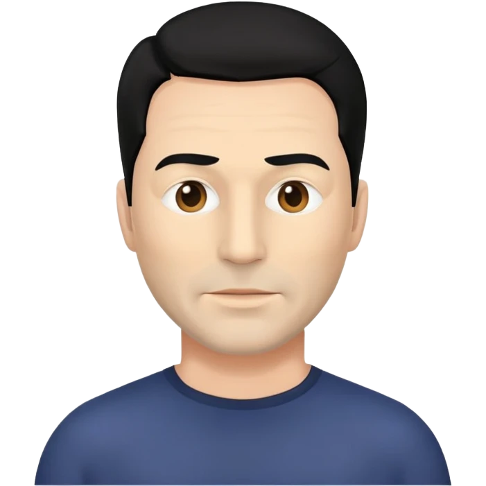 full face mask, shoulders, black hair, creepy man, 50 years old emoji