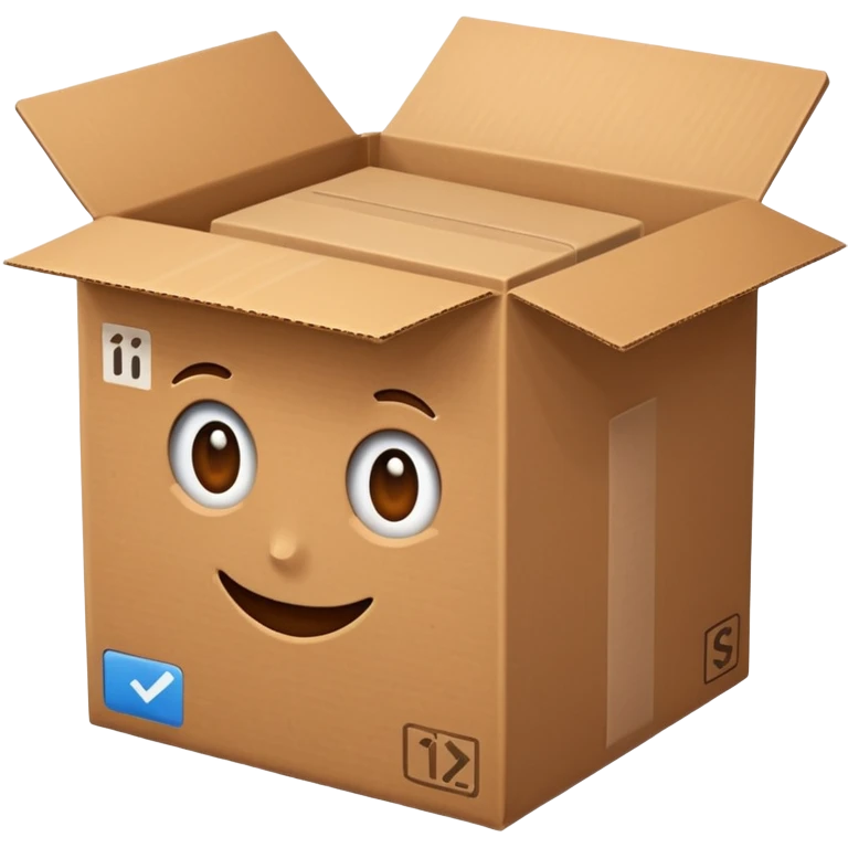 an open cardboard box with 0s and 1s representing data inside emoji