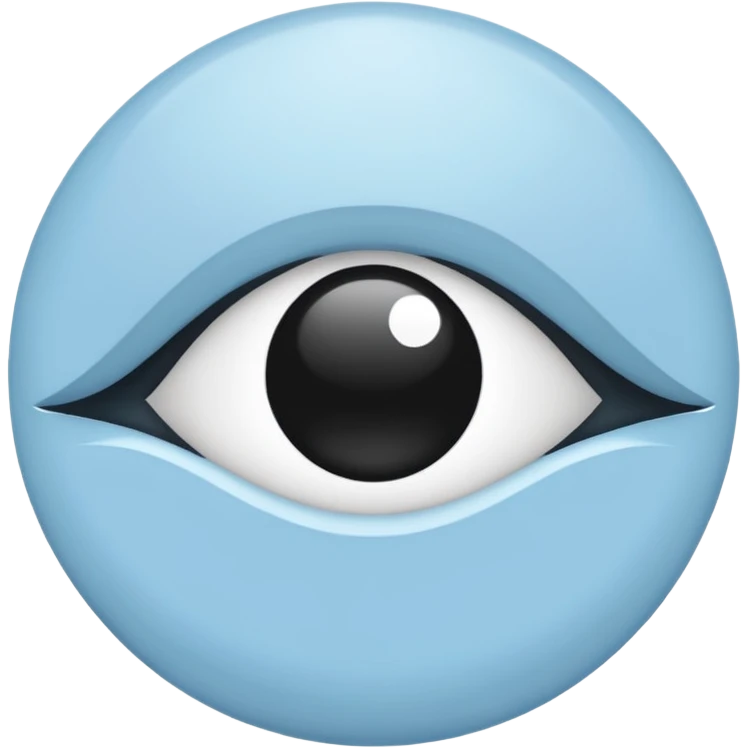 Light blue circle with a white outline of a heart with a white outline of an eye and a black outline of a pupil emoji
