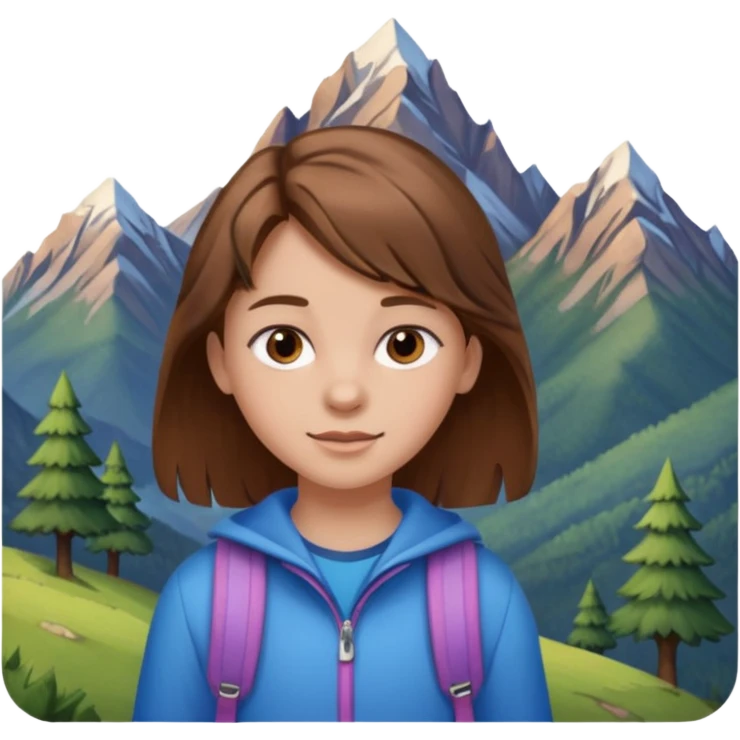 a 12 year old girl with mountains emoji
