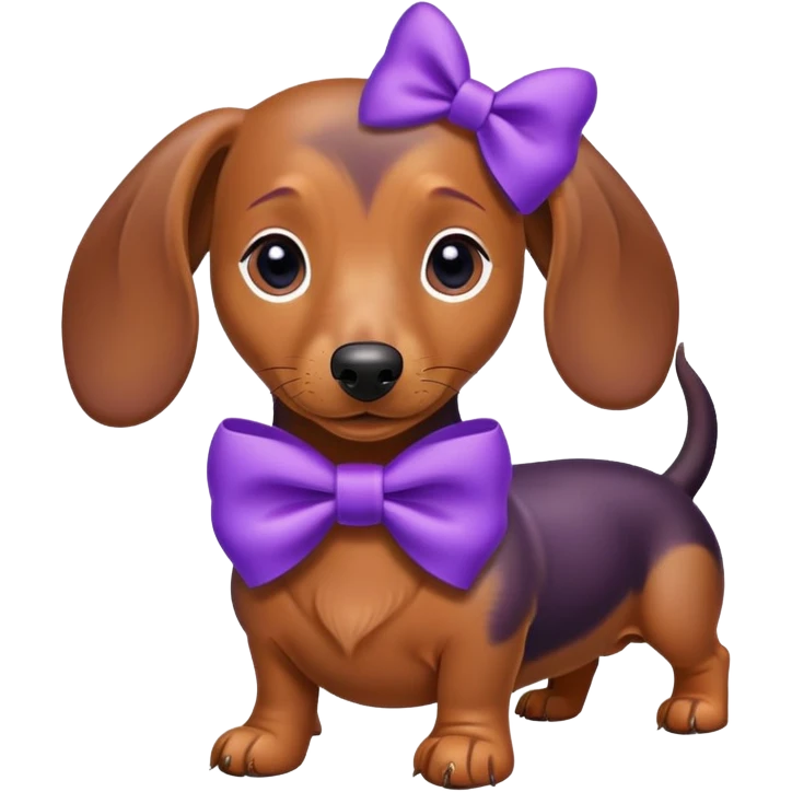 dachshund with a purple bow￼ emoji