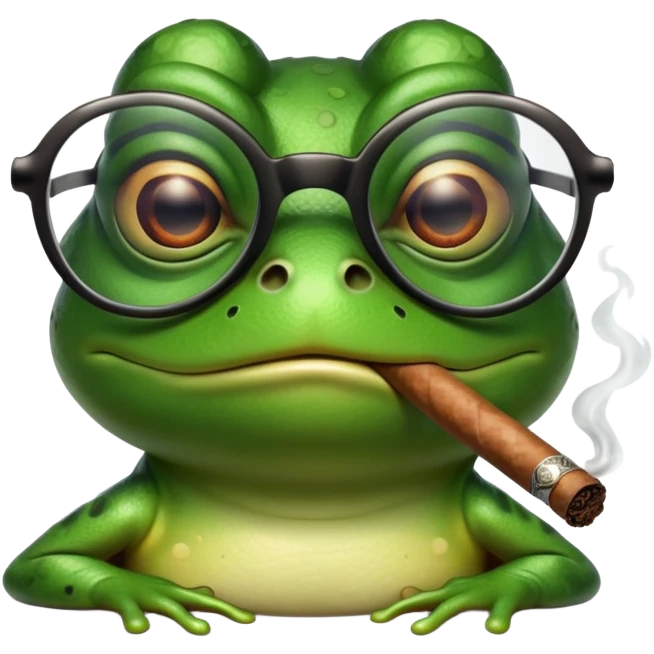 Frog wearing glasses smoking a cigar  emoji