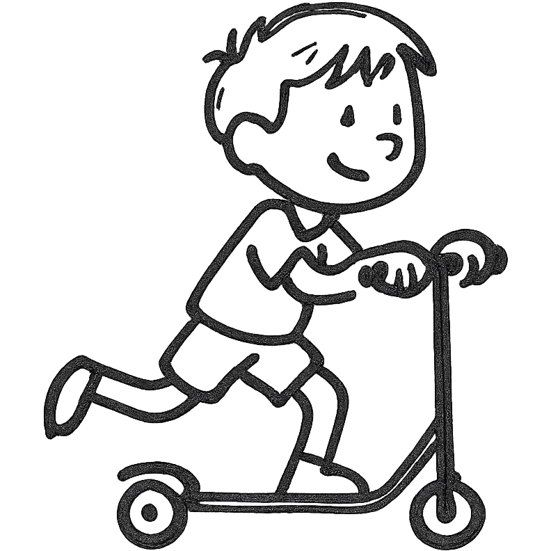 a boy riding a scooter emoji