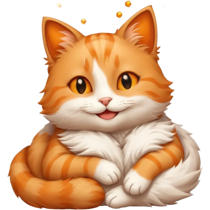 smiling cat hugging a pile of screenshots with sparkles, white background, expressing thankfulness emoji