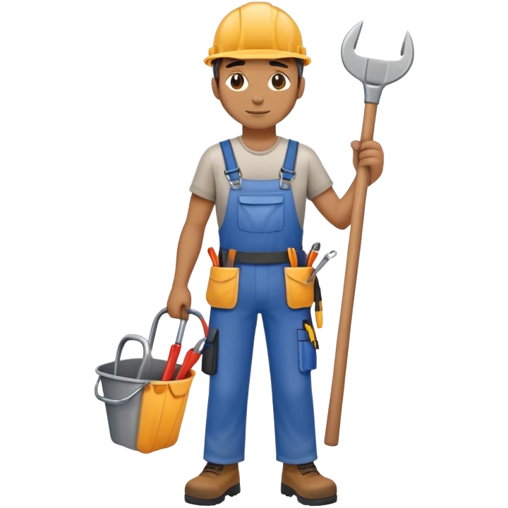 full body labour worker carrying tools emoji