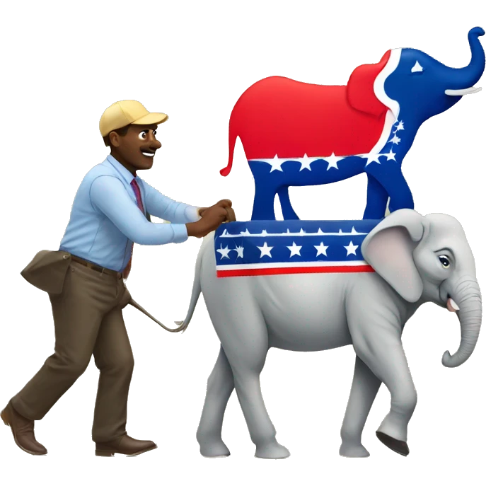 Voter getting off of mule then Voting for the elephant candidate  emoji