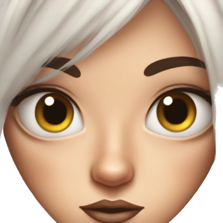 Girl with freckles and very mega extra big large massive eyelashes emoji