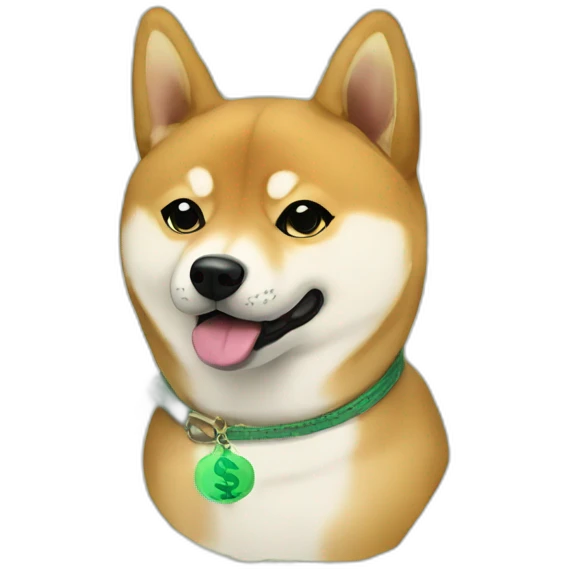 SHIBA WITH DOLLARS IN EYES AND SPLIFF at the mouth emoji