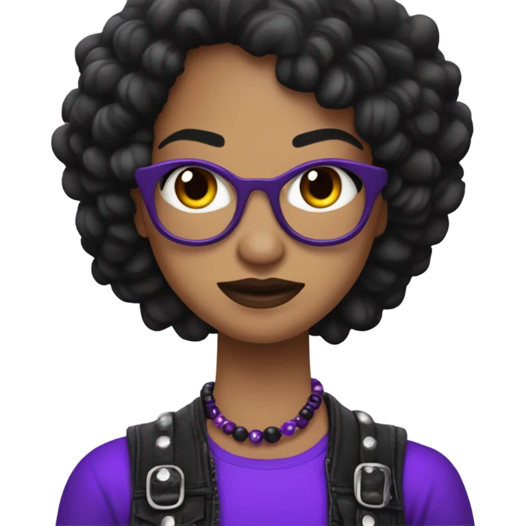 Cabello morado tipo rok y uñas color negros  emoji