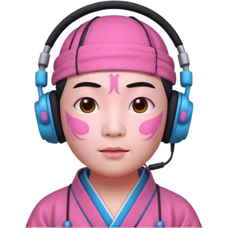chinese Ming ancient with headphone, pink emoji