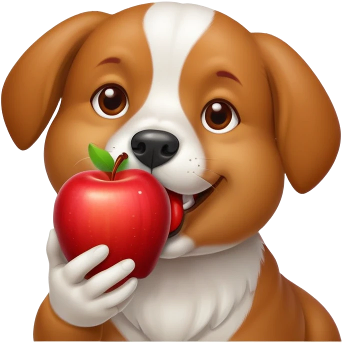 dog holding apple in mouth emoji