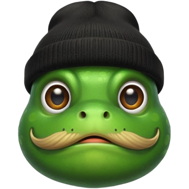 frog with beard and moustache and black beanie emoji