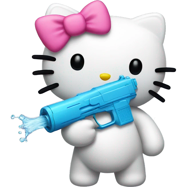 Hello kitty with watergun emoji