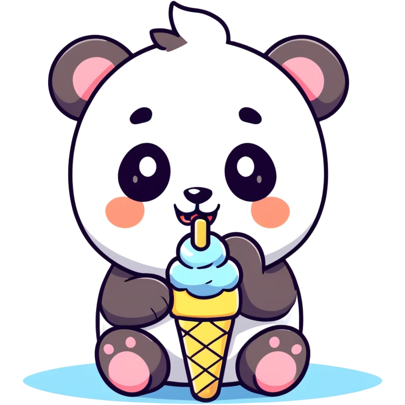 Panda eating ice cream emoji