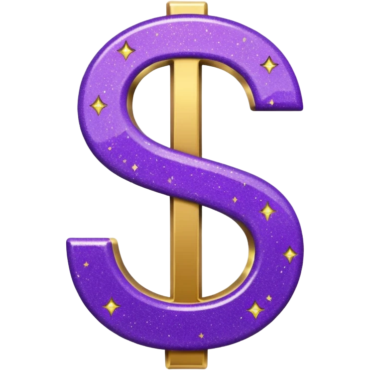 symbol money $ glitter purple emoji